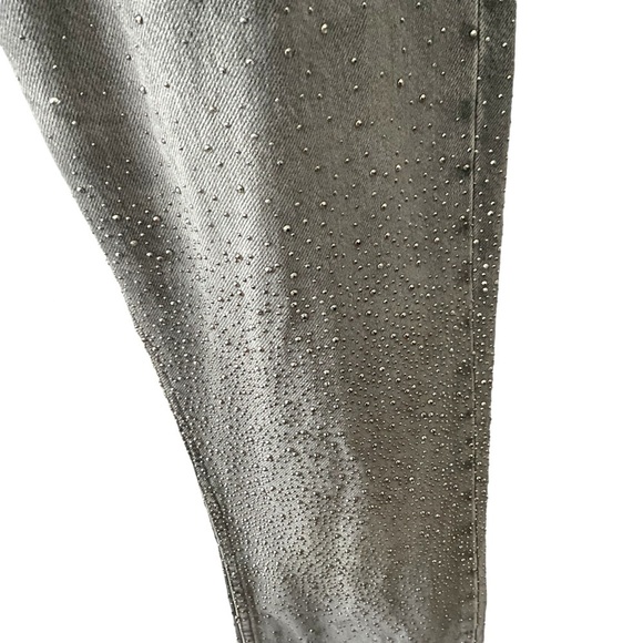 Zara Gray Studded Boho Jean Denim Collegecore Mid-Rise Straight Women Leg SZ 4 - Picture 6 of 9